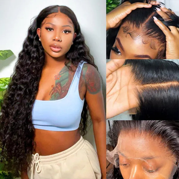 13x6 HD Transparent Deep Wave Lace Front Wigs Human Hair Wigs for Women Glueless Brazilian Virgin Lace Frontal Wigs Human Hai