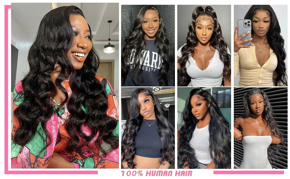 YIJIMEI 100% Human Hair, 250% Density Glueless HD Transparent Lace Front Wigs (16-32 Inch) 13x4 Body Wave Lace Front Wigs