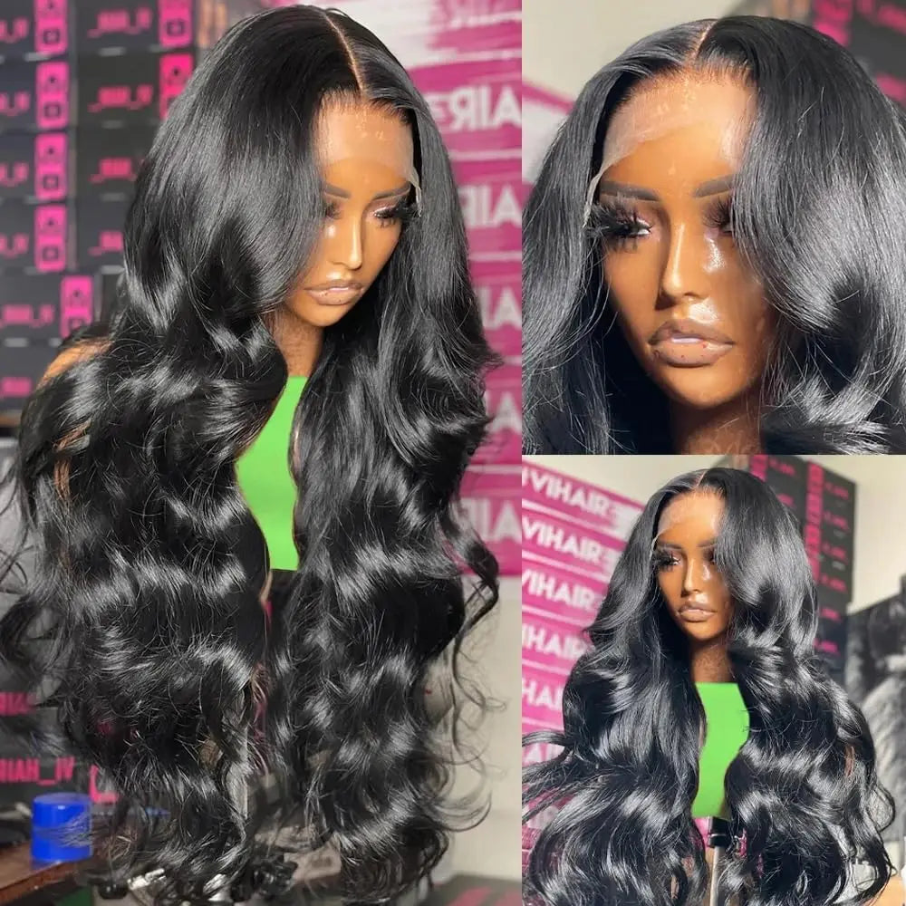 13x4 HD Transparent Lace Front Human Hair Wigs Body Wave Brazilian Virgin Human Hair Lace Front Wigs Pre Plucked with Baby Hair