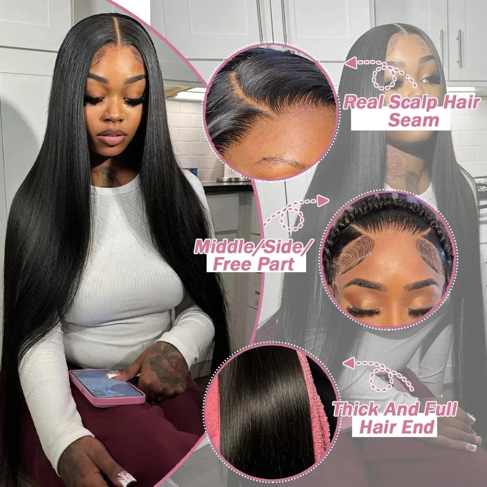 13x6 Transparent   Lace Front Human Hair Wigs Straight Frontal Wigs 100% Natural 30 Inch Glueless Cheap Wigs For Women Choice