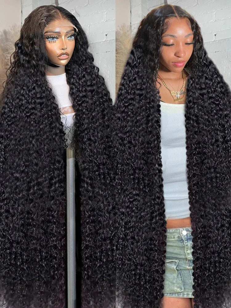 200% Brazilian 36 40 Inches Deep Wave 13x4 HD Transparent Human Hair Wig Glueless Curly Wave 13x6 Lace Frontal Wigs For Women