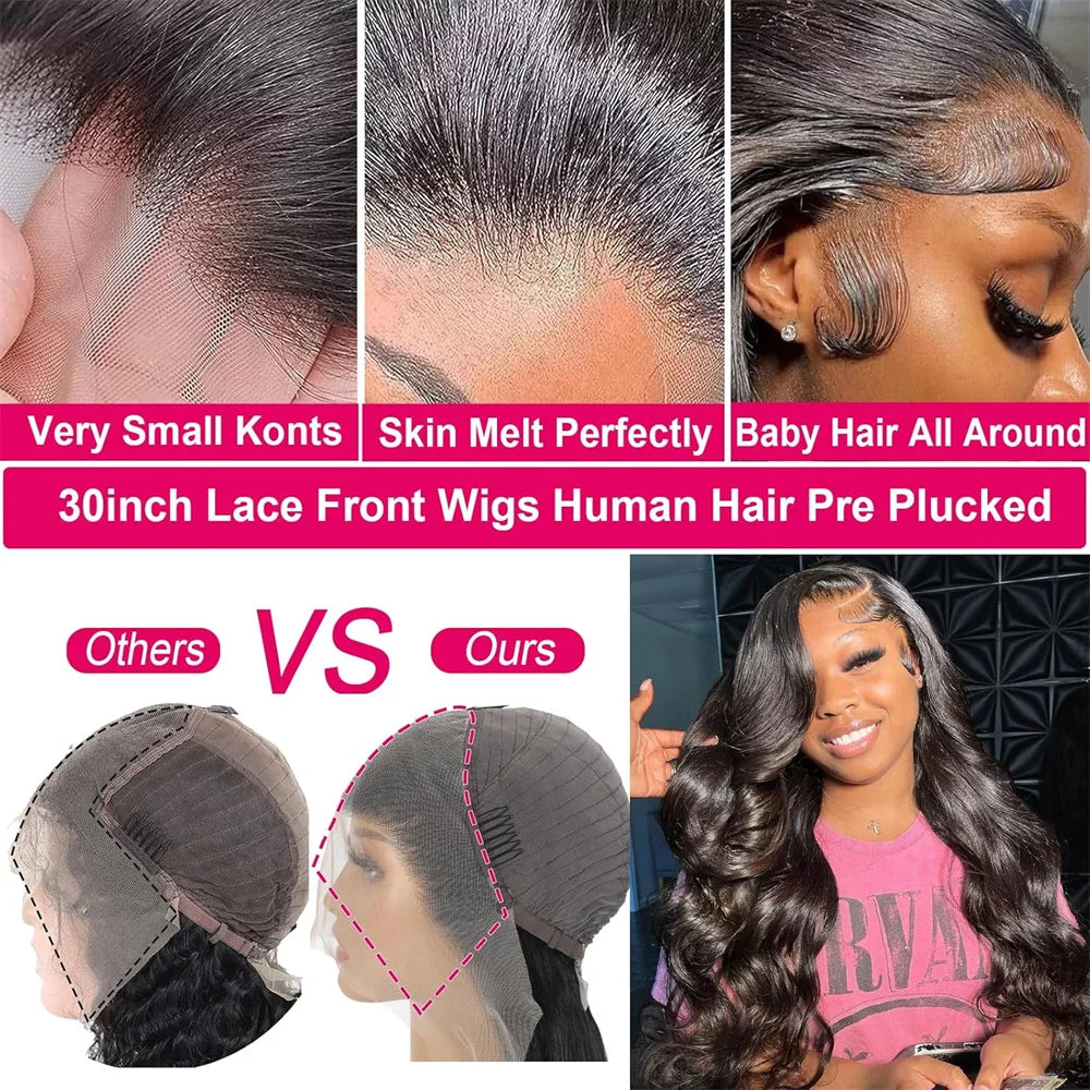 Lace Front Wigs Human Hair Pre Plucked 360 Body Wave HD Transparent Lace Front Wig Human Hair for Women Glueless Wigs Brazilian