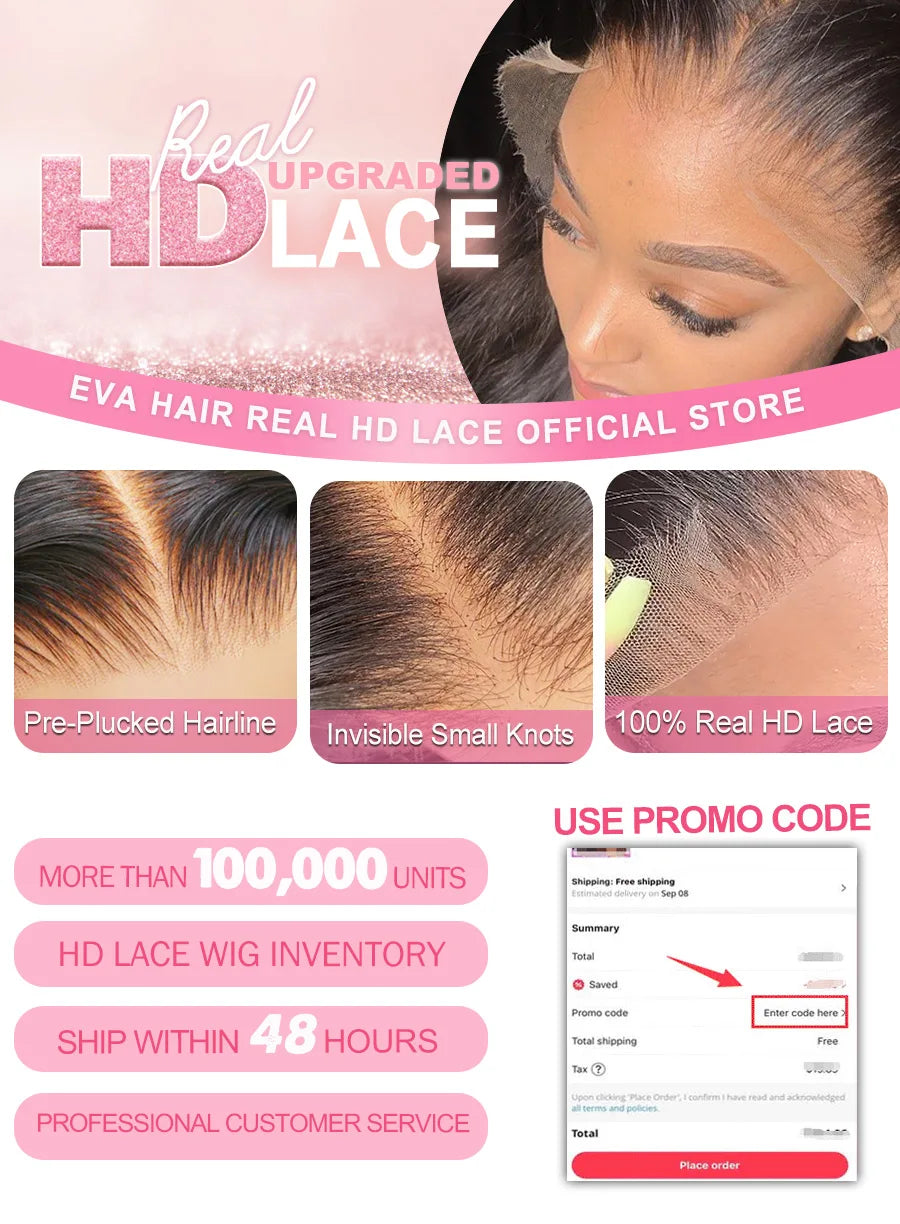 Eva Hair Body Wave 6x6 HD Lace Closure Wig Invisible HD Lace Melt Skins Glueless Wig Ready to go Wigs 5x5 HD Lace Closure Wigs