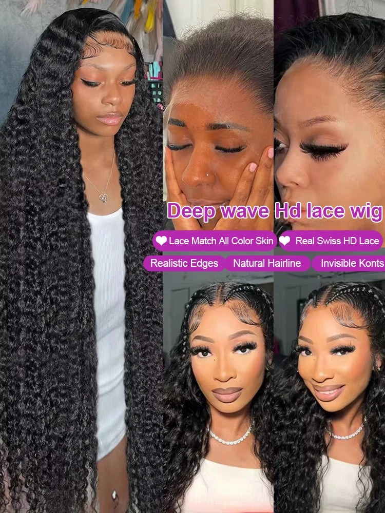 30 32 Inch 13x6 HD Deep Wave Human Hair Lace Frontal Wig 13X4 Lace Front Loose Water Curly 5x5 Glueless Closure Wigs For Women