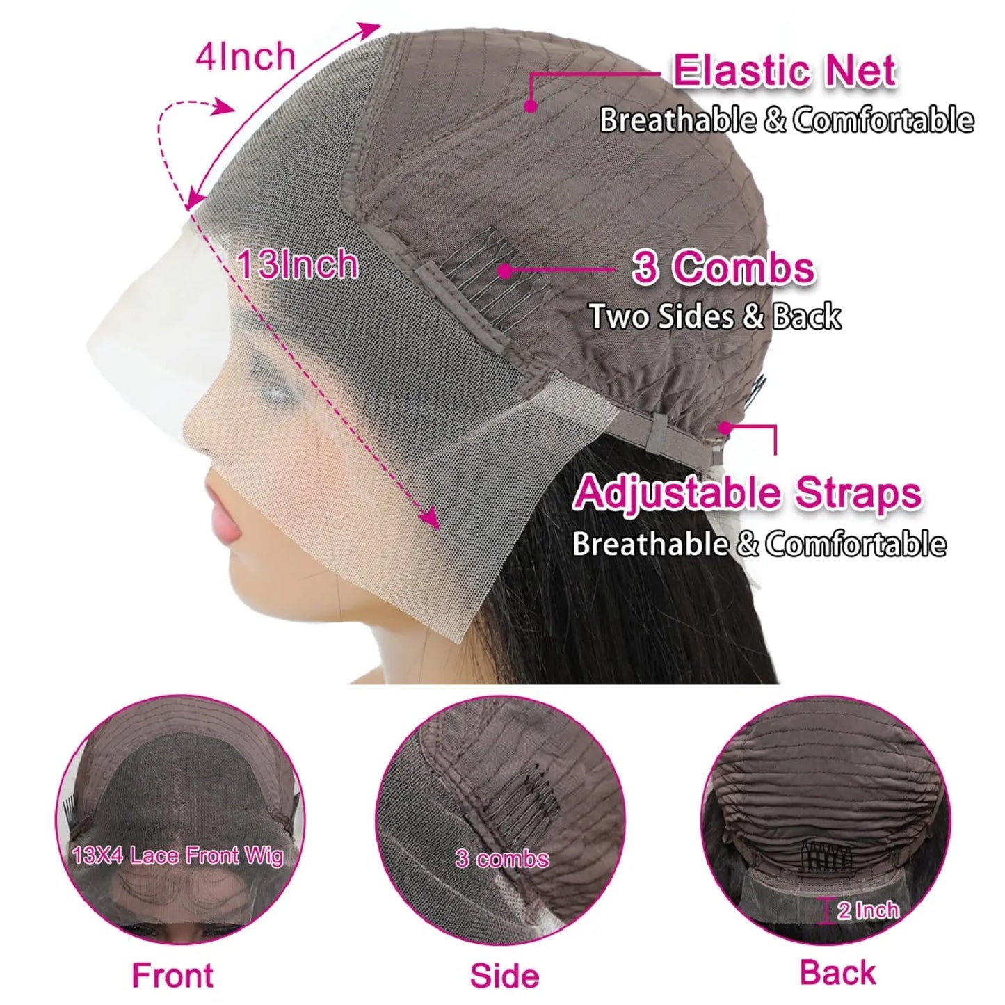 YIJIMEI  100%  Human Hair, 250% Density Glueless HD Transparent Lace Front Wigs   (16-32 Inch)  13x4 Body Wave Lace Front Wigs