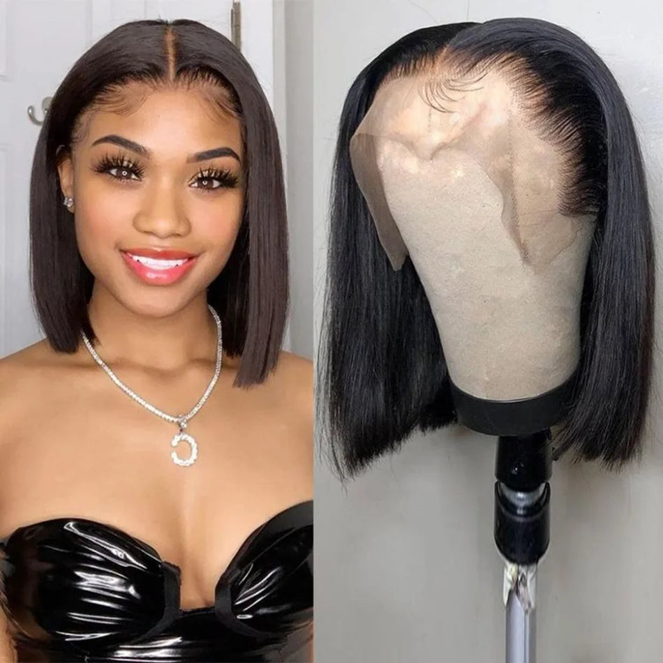 Straight 4x4 Closure Lace Front Wig Human Hair for Women 5x5 Closure Lace Frontal Bob Wigs Brazilion Glueless Wigs Ready to Wear