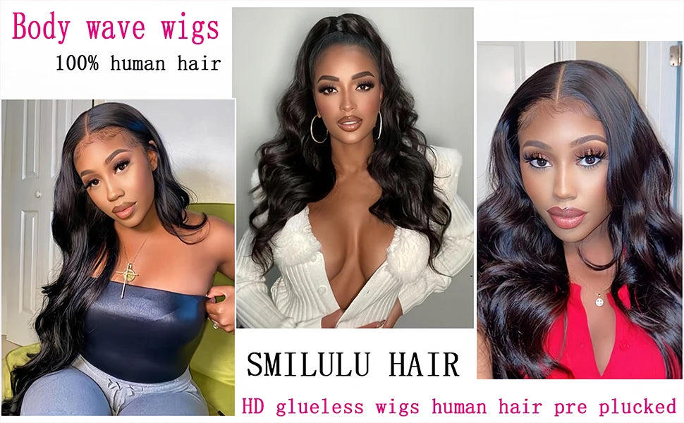 YIJIMEI  100%  Human Hair, 250% Density Glueless HD Transparent Lace Front Wigs   (16-32 Inch)  13x4 Body Wave Lace Front Wigs