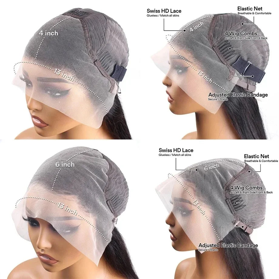 13x6 Transparent   Lace Front Human Hair Wigs Straight Frontal Wigs 100% Natural 30 Inch Glueless Cheap Wigs For Women Choice