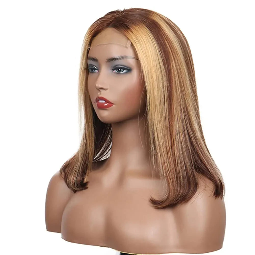 6x6 Straight Lace Closure Wigs Human Hair Transparent Glueless Wig Human Hair Ombre Highlight Bob Wig Human Hair For Women
