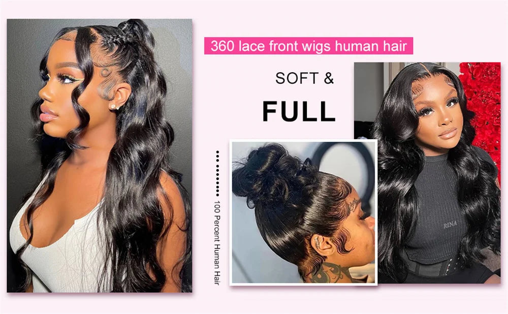 Lace Front Wigs Human Hair Pre Plucked 360 Body Wave HD Transparent Lace Front Wig Human Hair for Women Glueless Wigs Brazilian