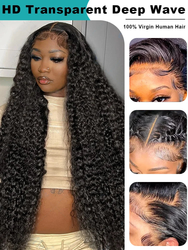 30 32 Inch 13x6 HD Deep Wave Human Hair Lace Frontal Wig 13X4 Lace Front Loose Water Curly 5x5 Glueless Closure Wigs For Women