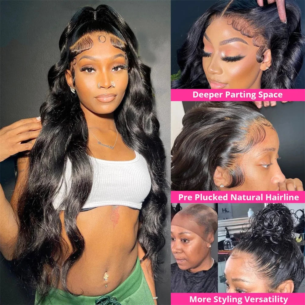 Lace Front Wigs Human Hair Pre Plucked 360 Body Wave HD Transparent Lace Front Wig Human Hair for Women Glueless Wigs Brazilian